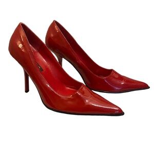Pleaser Red Stiletto Heels Pointy Toe 4" Size 7
